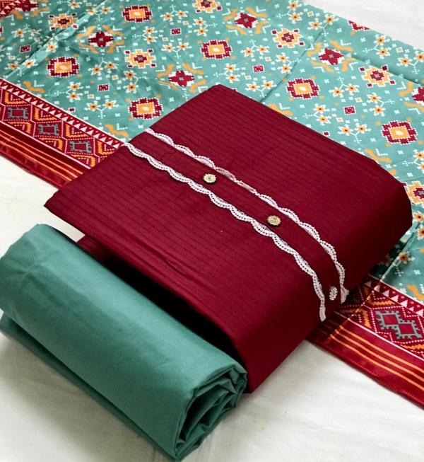 TCVT Patola Cotton Satin Designer Dress Material